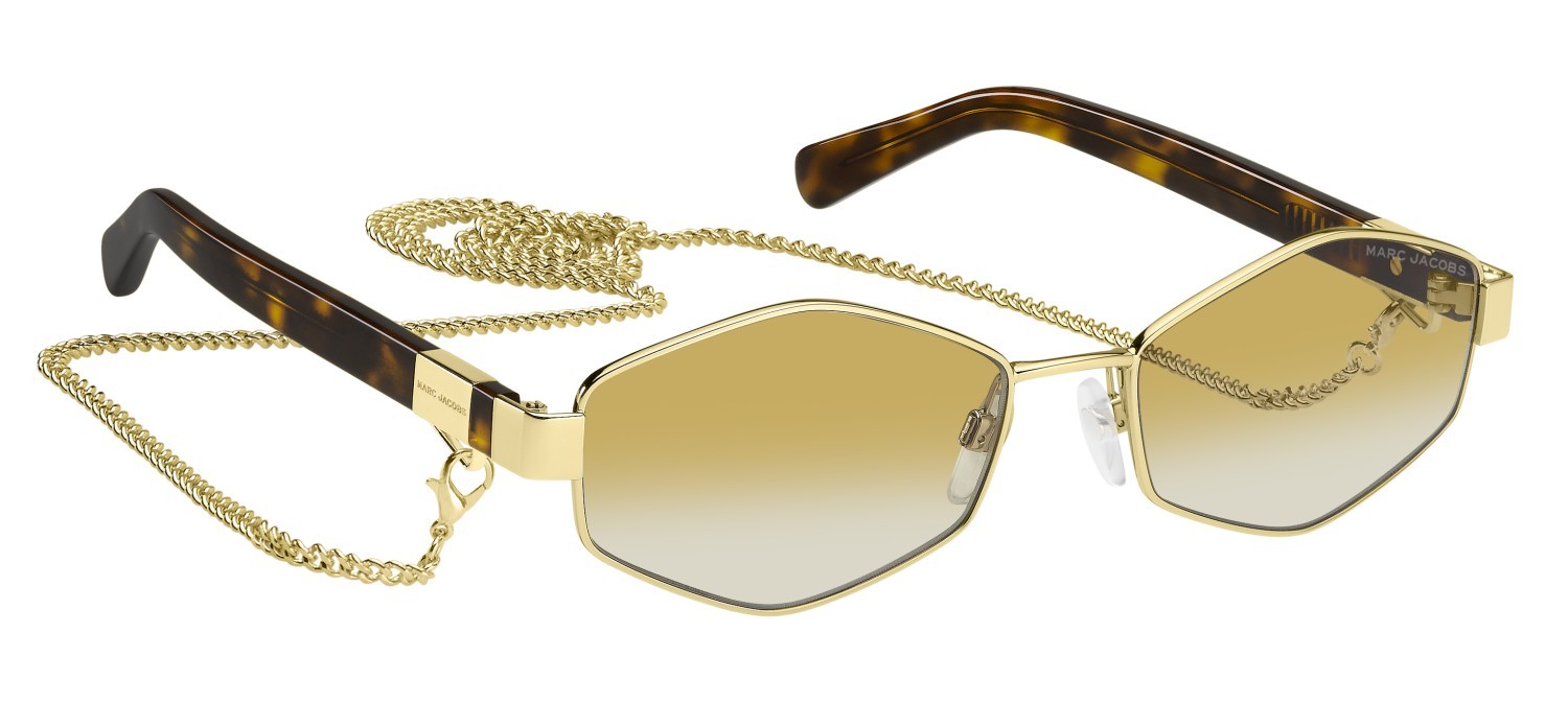Occhiali da sole Marc Jacobs 496/S 203465 LPE 06 colore gold ochre forma rettangolare lenti yell shaded