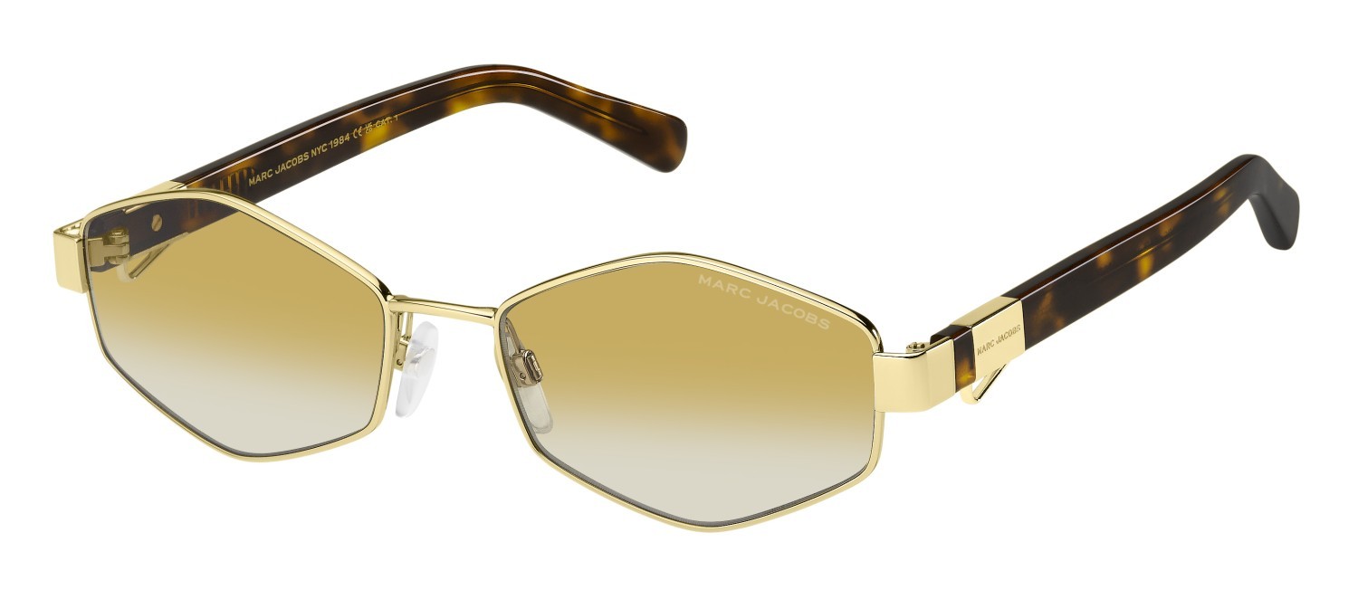 Occhiali da sole Marc Jacobs 496/S 203465 LPE 06 colore gold ochre forma rettangolare lenti yell shaded