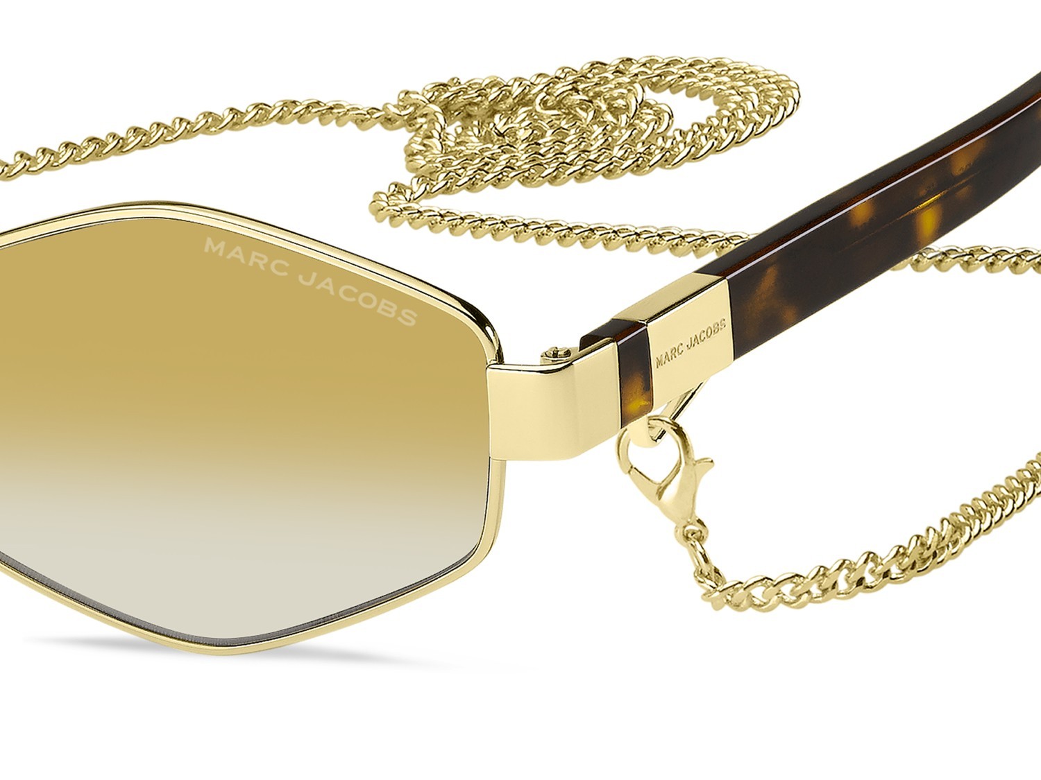Occhiali da sole Marc Jacobs 496/S 203465 LPE 06 colore gold ochre forma rettangolare lenti yell shaded