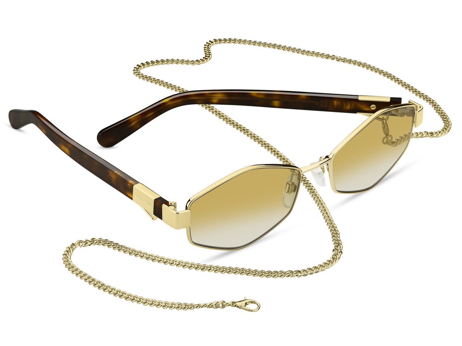 Occhiali da sole Marc Jacobs 496/S 203465 LPE 06 colore gold ochre forma rettangolare lenti yell shaded