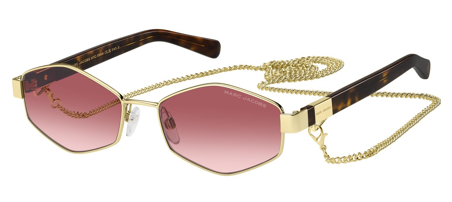 Sunglasses Marc Jacobs 496/S 203465 NOA 3X color gold burgundy shape rectangle lenses pink doubleshade
