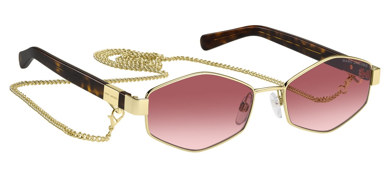 Sunglasses Marc Jacobs 496/S 203465 NOA 3X color gold burgundy shape rectangle lenses pink doubleshade