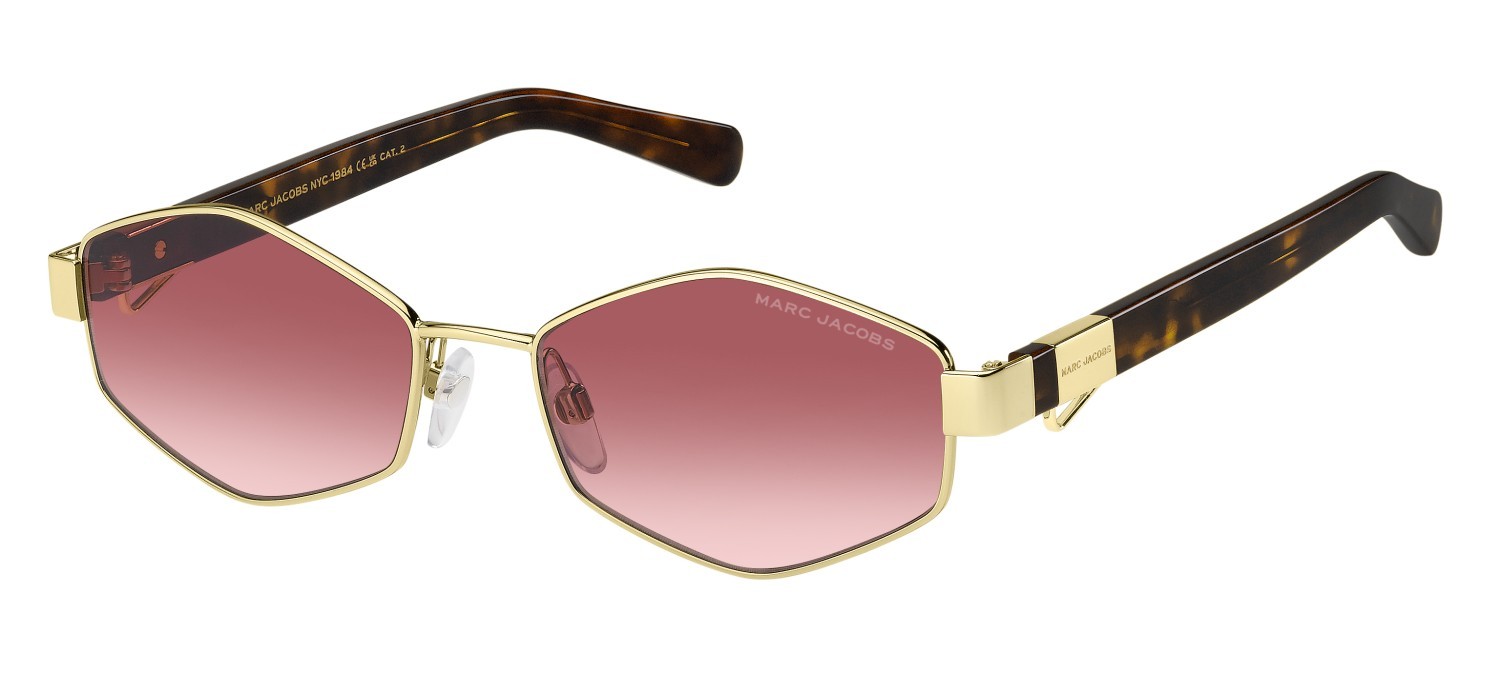 Sunglasses Marc Jacobs 496/S 203465 NOA 3X color gold burgundy shape rectangle lenses pink doubleshade