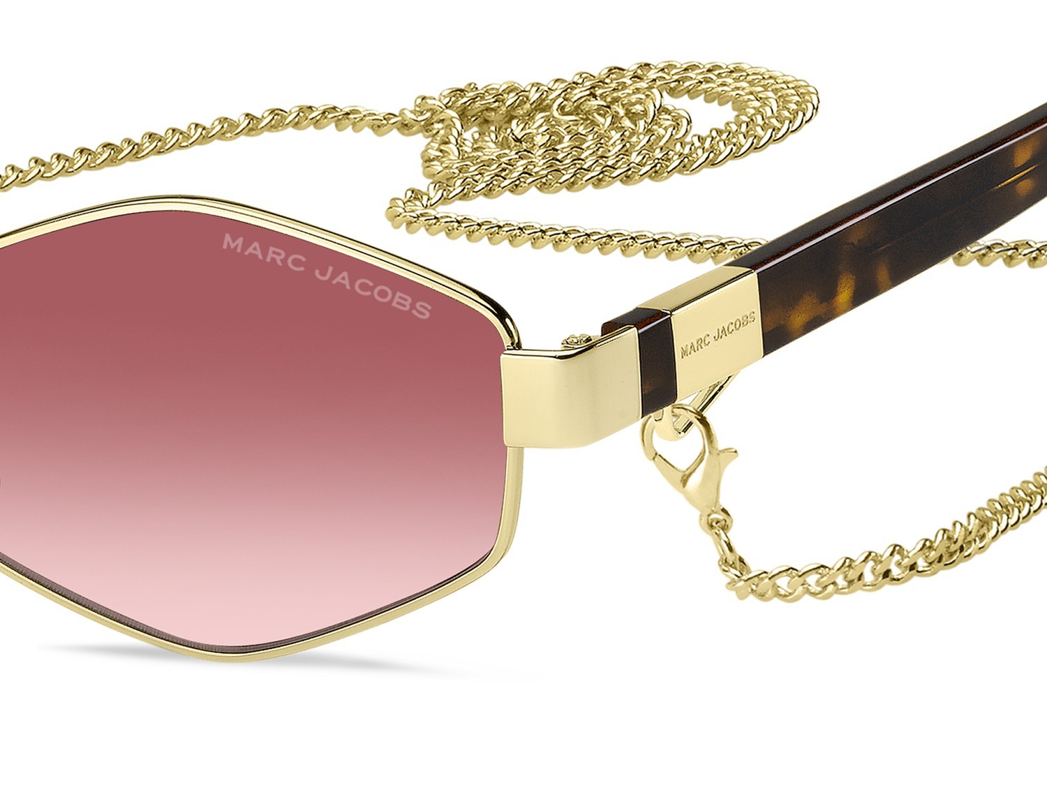 Sunglasses Marc Jacobs 496/S 203465 NOA 3X color gold burgundy shape rectangle lenses pink doubleshade
