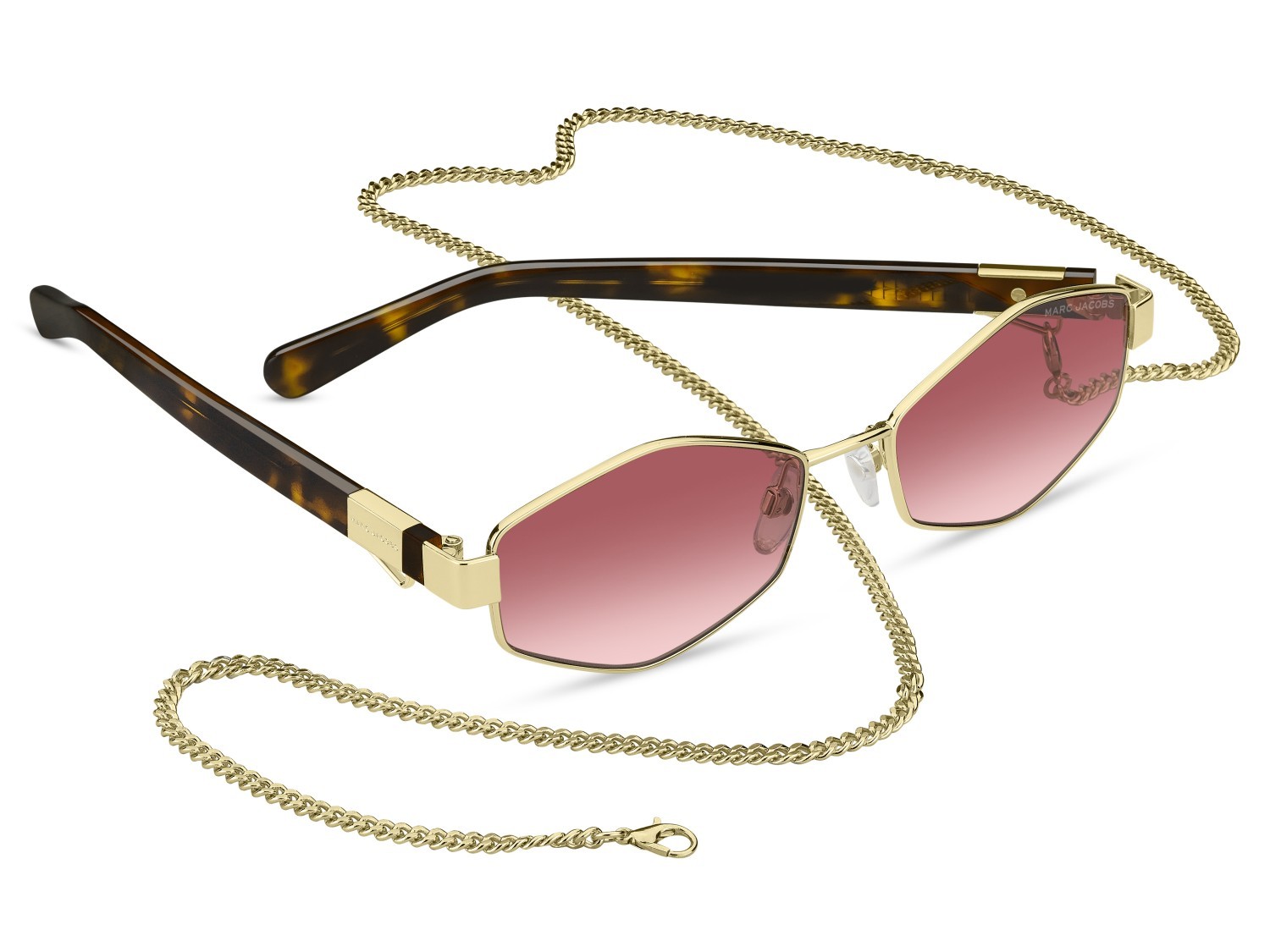 Sunglasses Marc Jacobs 496/S 203465 NOA 3X color gold burgundy shape rectangle lenses pink doubleshade