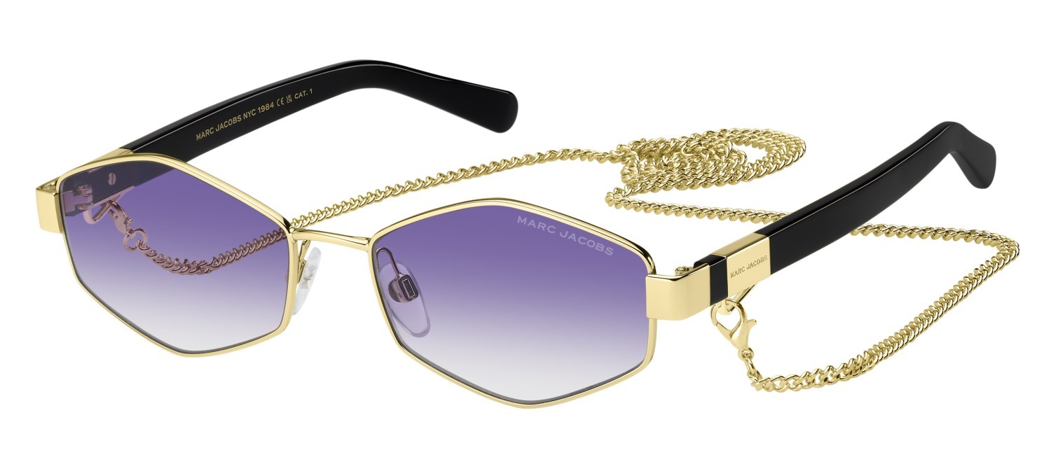 Occhiali da sole Marc Jacobs 496/S 203465 S9E DG colore gold violet forma rettangolare lenti violet shaded
