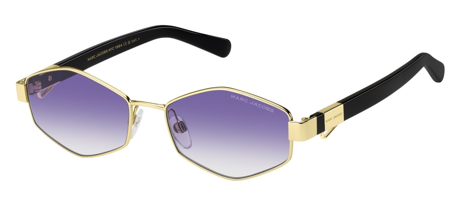 Occhiali da sole Marc Jacobs 496/S 203465 S9E DG colore gold violet forma rettangolare lenti violet shaded