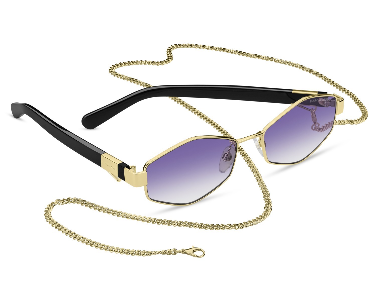 Occhiali da sole Marc Jacobs 496/S 203465 S9E DG colore gold violet forma rettangolare lenti violet shaded