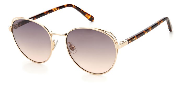 Occhiali da sole Fossil FOS 2107/G/S 203765 (J5G FF) colore gold forma rotondo lenti grey fuchsia