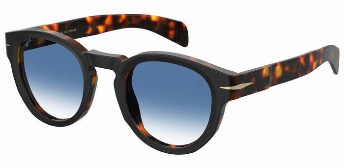 Sonnenbrillen David Beckham DB 7041/S 203842 (WR7 F9) farbe black havana form rund gläser blue shaded photochromic