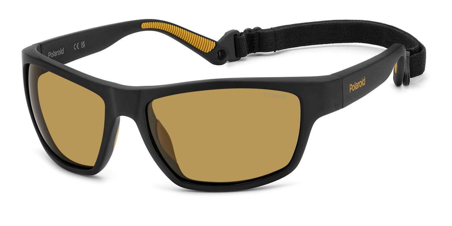 Sunglasses Polaroid Pld 7037/S 203891 PGC MU color matte black yellow shape rectangle lenses yellow polarized