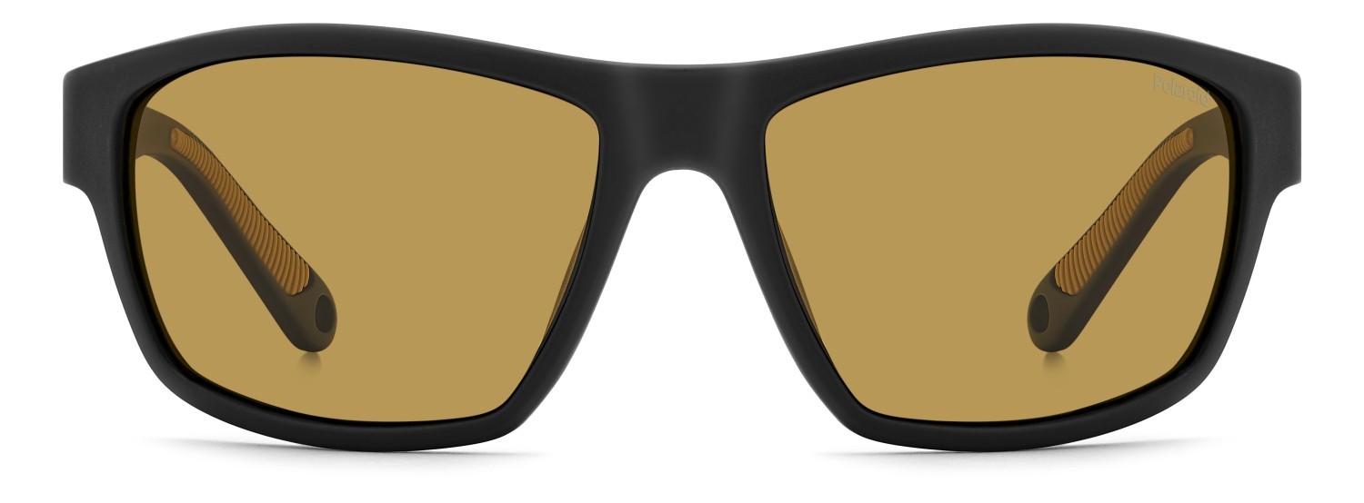 Sunglasses Polaroid Pld 7037/S 203891 PGC MU color matte black yellow shape rectangle lenses yellow polarized