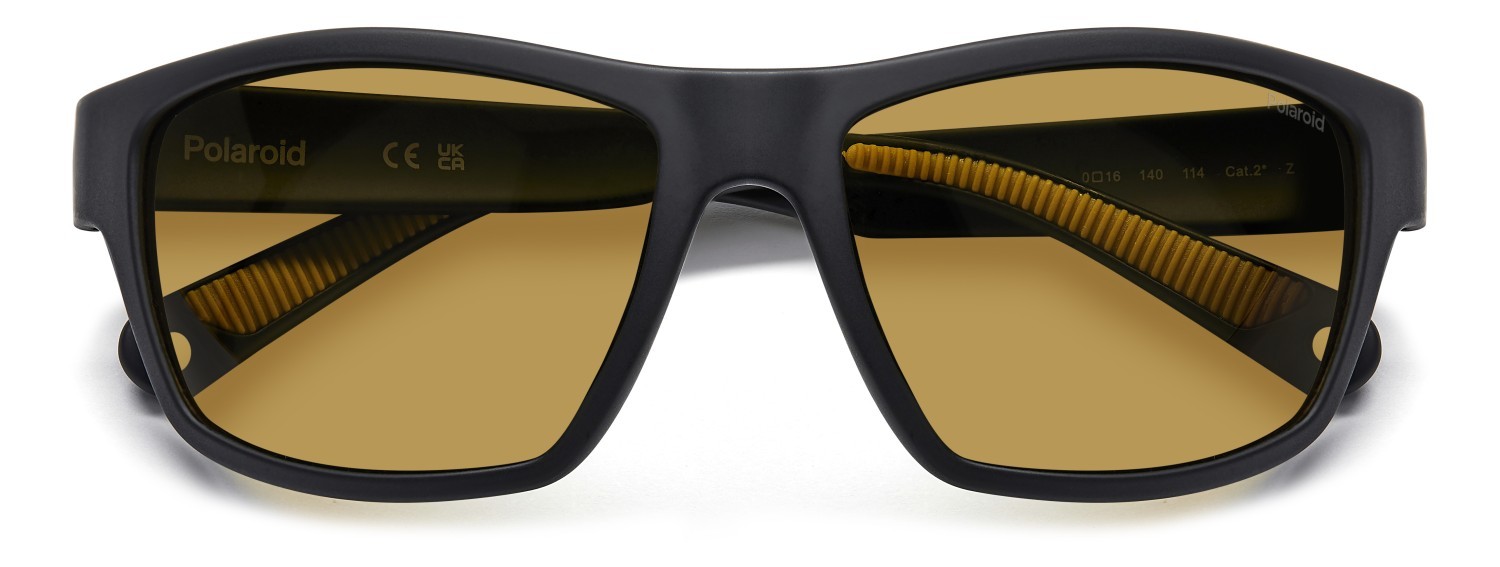 Sunglasses Polaroid Pld 7037/S 203891 PGC MU color matte black yellow shape rectangle lenses yellow polarized
