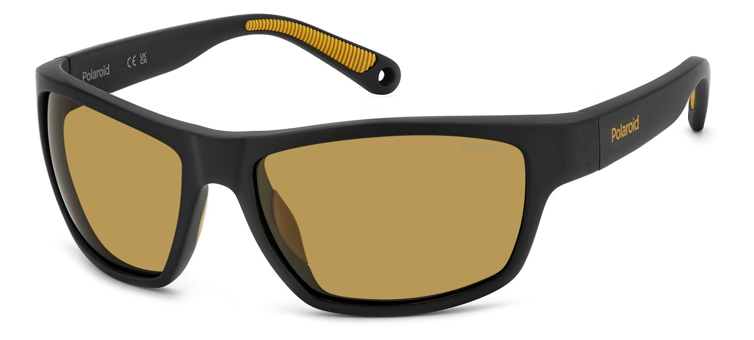 Sunglasses Polaroid Pld 7037/S 203891 PGC MU color matte black yellow shape rectangle lenses yellow polarized