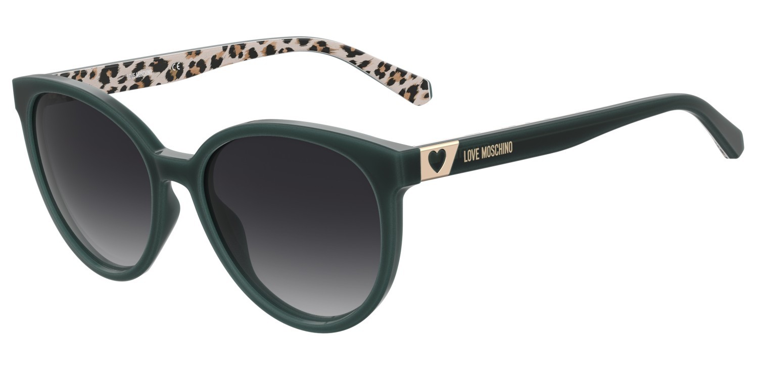 Sonnenbrillen Moschino Love Mol041/S 204397 SK8 9O farbe animalier green form cat-eye gläser dark grey shaded