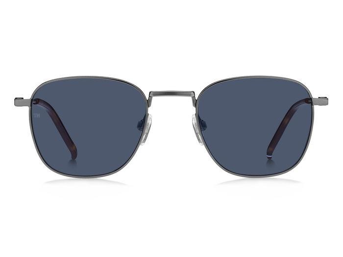 Sunglasses Tommy Hilfiger TH 1873/S 204700 (R80 KU) color matte dark ruthenium shape rectangle lenses blue