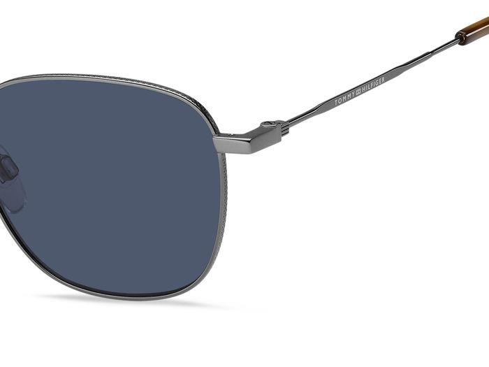 Sunglasses Tommy Hilfiger TH 1873/S 204700 (R80 KU) color matte dark ruthenium shape rectangle lenses blue
