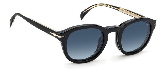 Occhiali da vista David Beckham DB 1080/CS 204743 (2M2 Z7) colore black gold forma rotondo lenti blue shaded polarized