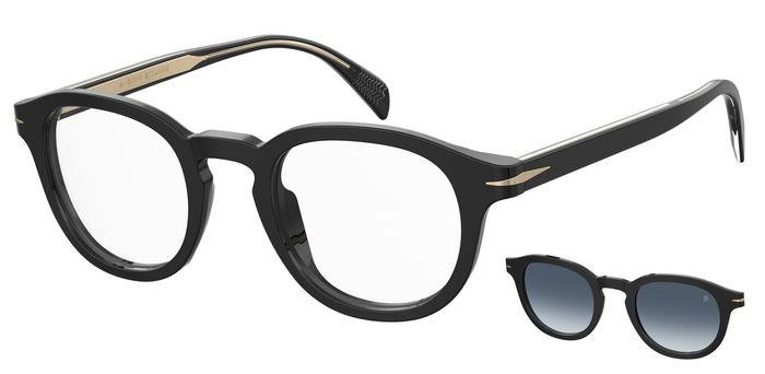Occhiali da vista David Beckham DB 1080/CS 204743 (2M2 Z7) colore black gold forma rotondo lenti blue shaded polarized