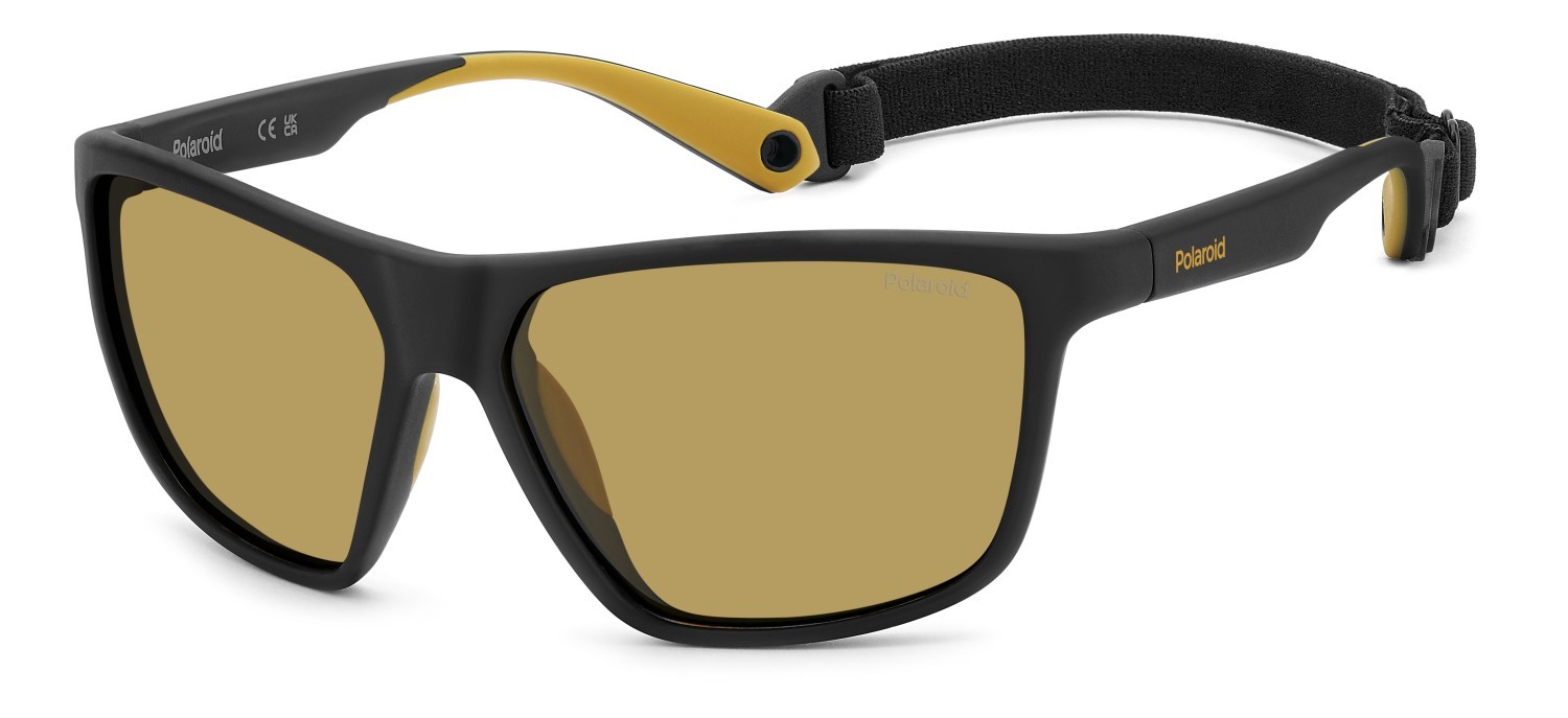 Sunglasses Polaroid Pld 7040/S 204820 PGC MU color matte black yellow shape rectangle lenses yellow polarized