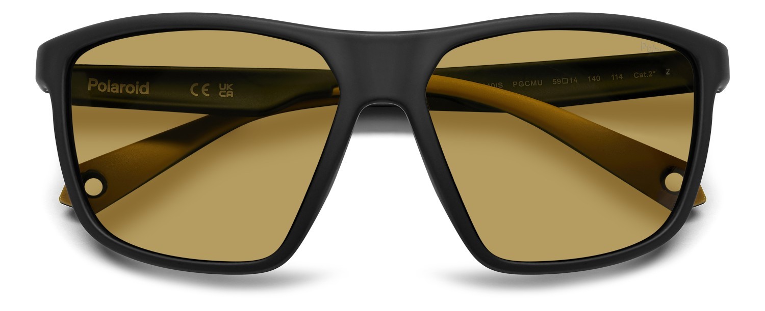 Sunglasses Polaroid Pld 7040/S 204820 PGC MU color matte black yellow shape rectangle lenses yellow polarized