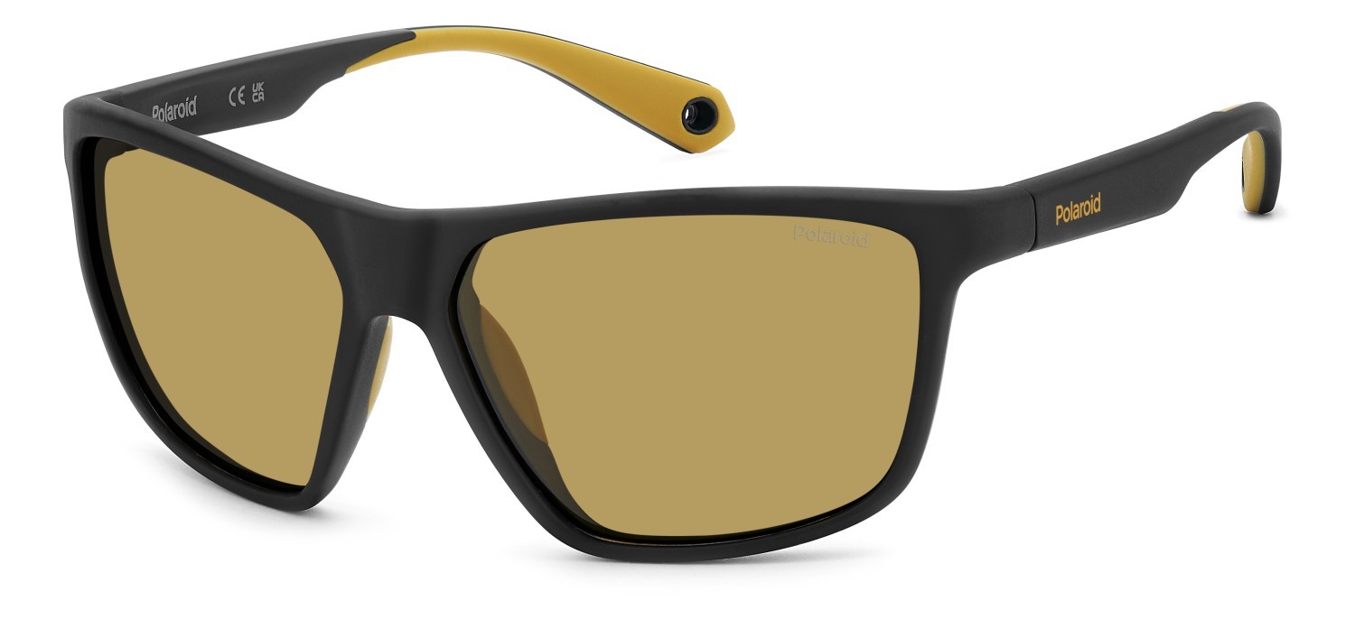 Sunglasses Polaroid Pld 7040/S 204820 PGC MU color matte black yellow shape rectangle lenses yellow polarized