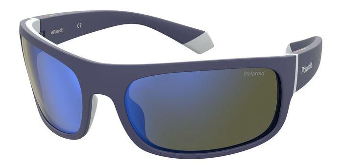 Sunglasses Polaroid PLD 2125/S 204845 (XW0 5X) color blue grey shape rectangle lenses blue mirror polarized
