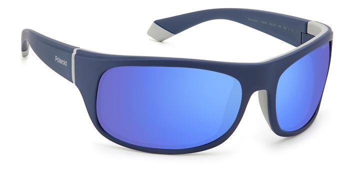 Sunglasses Polaroid PLD 2125/S 204845 (XW0 5X) color blue grey shape rectangle lenses blue mirror polarized