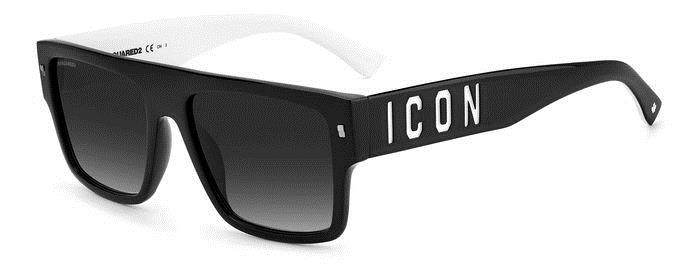 Occhiali da sole Dsquared ICON 0003/S 204880 (80S 9O) colore black white forma rettangolare lenti dark grey shaded