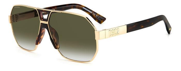 Occhiali da sole Dsquared D2 0028/S 204910 (06J 9K) colore gold havana forma geometrico lenti green shaded