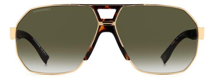 Occhiali da sole Dsquared D2 0028/S 204910 (06J 9K) colore gold havana forma geometrico lenti green shaded