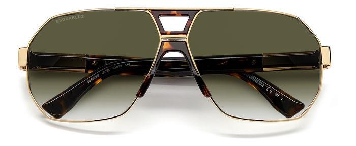 Occhiali da sole Dsquared D2 0028/S 204910 (06J 9K) colore gold havana forma geometrico lenti green shaded