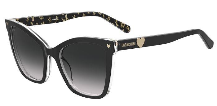 Sunglasses Moschino Love MOL045/S 204920 (7RM 9O) color pattern black shape cat eye lenses dark grey shaded