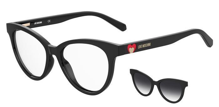 Occhiali da vista Moschino Love MOL051/CS 204941 (807 9O) + clip-on colore black forma cat eye lenti dark grey shaded