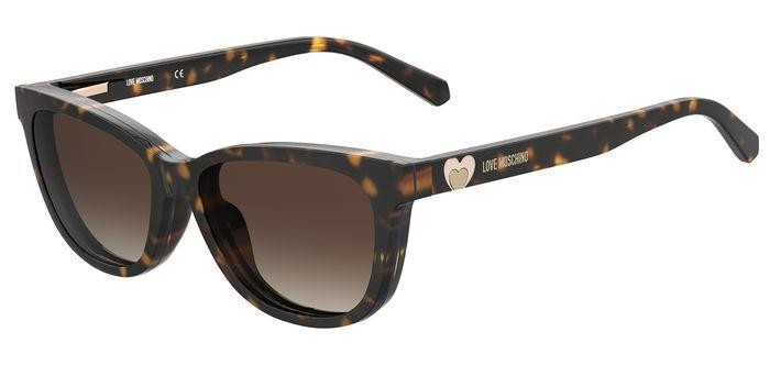 Occhiali da vista Moschino Love MOL052/CS 204942 (086 HA) + clip-on colore havana forma cat eye lenti brown shaded