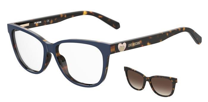 Occhiali da vista Moschino Love MOL052/CS 204942 (086 HA) + clip-on colore havana forma cat eye lenti brown shaded