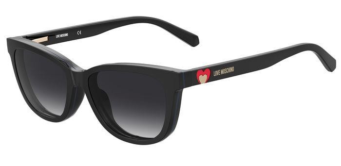 Eyeglasses Moschino Love MOL052/CS 204942 (807 9O) + clip-on color black shape cat eye lenses dark grey shaded