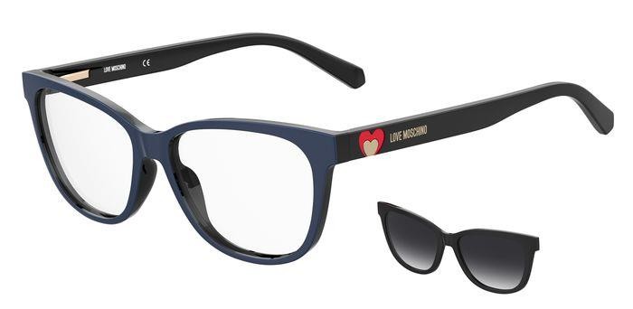 Eyeglasses Moschino Love MOL052/CS 204942 (807 9O) + clip-on color black shape cat eye lenses dark grey shaded