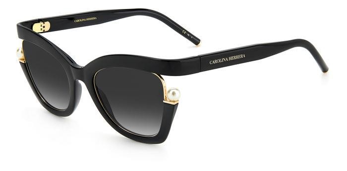 Occhiali da sole Carolina Herrera Ch 0002/S 204956 (807 9O) colore black forma cat eye lenti dark grey shaded