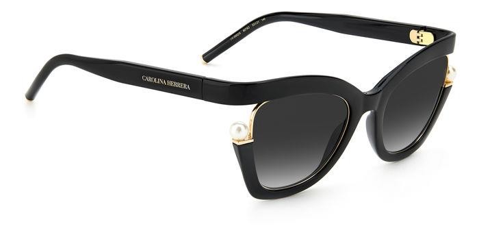 Occhiali da sole Carolina Herrera Ch 0002/S 204956 (807 9O) colore black forma cat eye lenti dark grey shaded