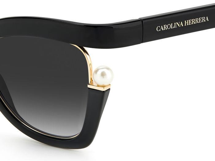Occhiali da sole Carolina Herrera Ch 0002/S 204956 (807 9O) colore black forma cat eye lenti dark grey shaded