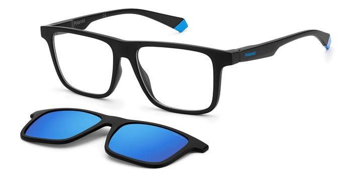 Eyeglasses Polaroid PLD 2131/CS 205144 (0VK 5X) color matte black blue shape rectangle lenses blue mirror polarized
