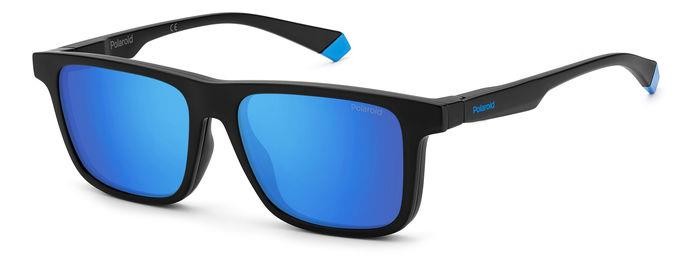 Eyeglasses Polaroid PLD 2131/CS 205144 (0VK 5X) color matte black blue shape rectangle lenses blue mirror polarized