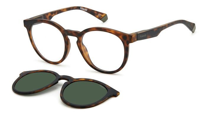 Eyeglasses Polaroid PLD 2132/CS 205145 (N9P UC) color matte havana shape pantos lenses green polarized