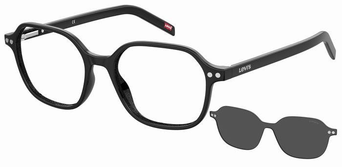 Brillen Levi's LV 1024/CS 205242 (807 IR) + clip-on farbe black form rund gläser grey