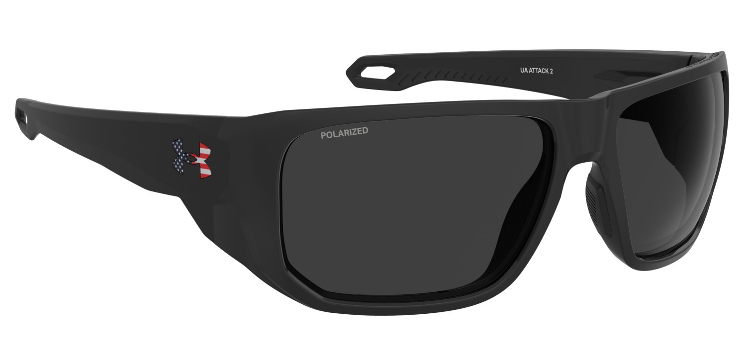 Occhiali da sole Under Armour Ua Attack 2 205289 SZE 6C colore black multicolor forma rettangolare lenti grey polarized  oleophobic