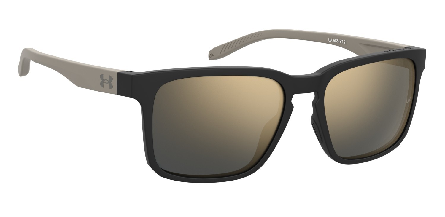 Sunglasses Under Armour Ua Assist 2 205293 087 JO color matte black beige shape rectangle lenses grey bronze mirror