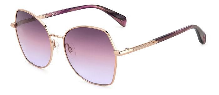 Sonnenbrillen Rag & Bone RNB1067/G/S 205438 (AU2 QR) farbe red gold form rund gläser brown violet doubleshade