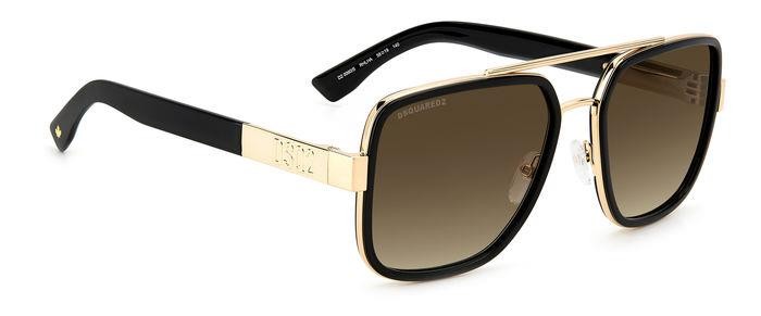 Occhiali da sole Dsquared2 D2 0060/S 205521 (RHL HA) colore gold black forma rettangolare lenti brown shaded