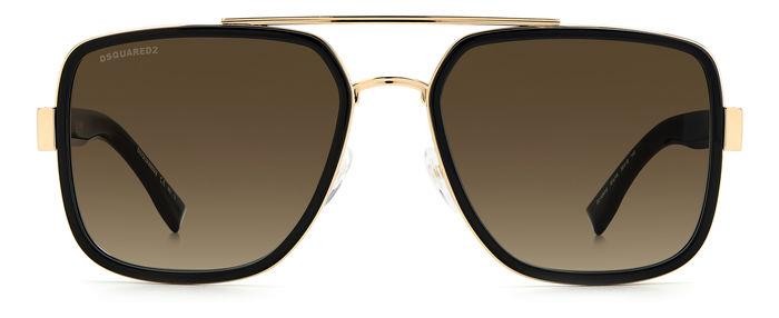 Occhiali da sole Dsquared2 D2 0060/S 205521 (RHL HA) colore gold black forma rettangolare lenti brown shaded